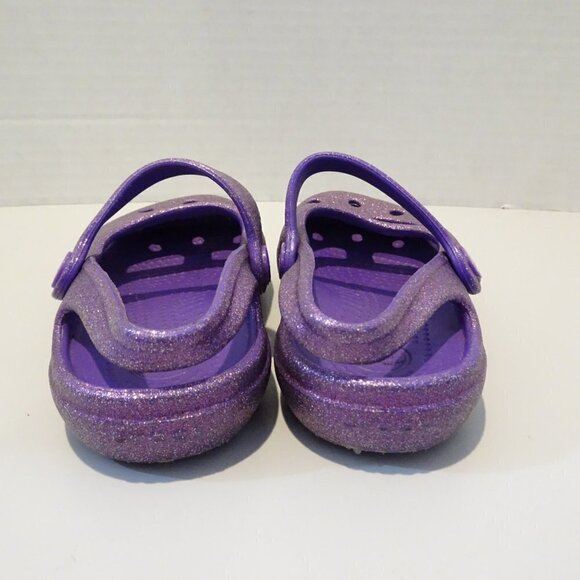 CROCS Purple Glitter Water Shoes Ballet Flats Size 6 - Picture 3 of 6